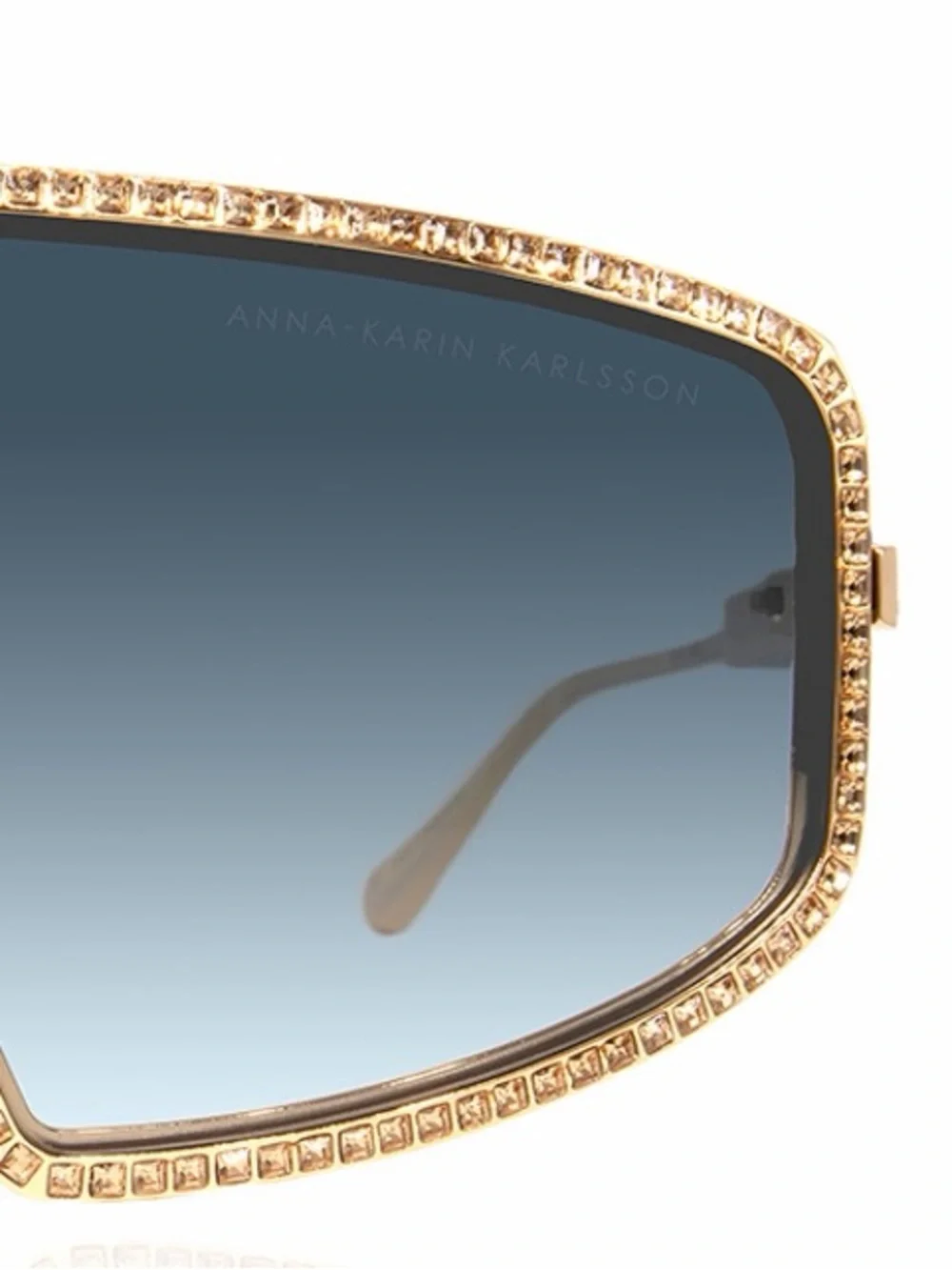 New Anna Karin Karlsson Shady Luv 2.0 Gold Shield Sunglasses Authentic